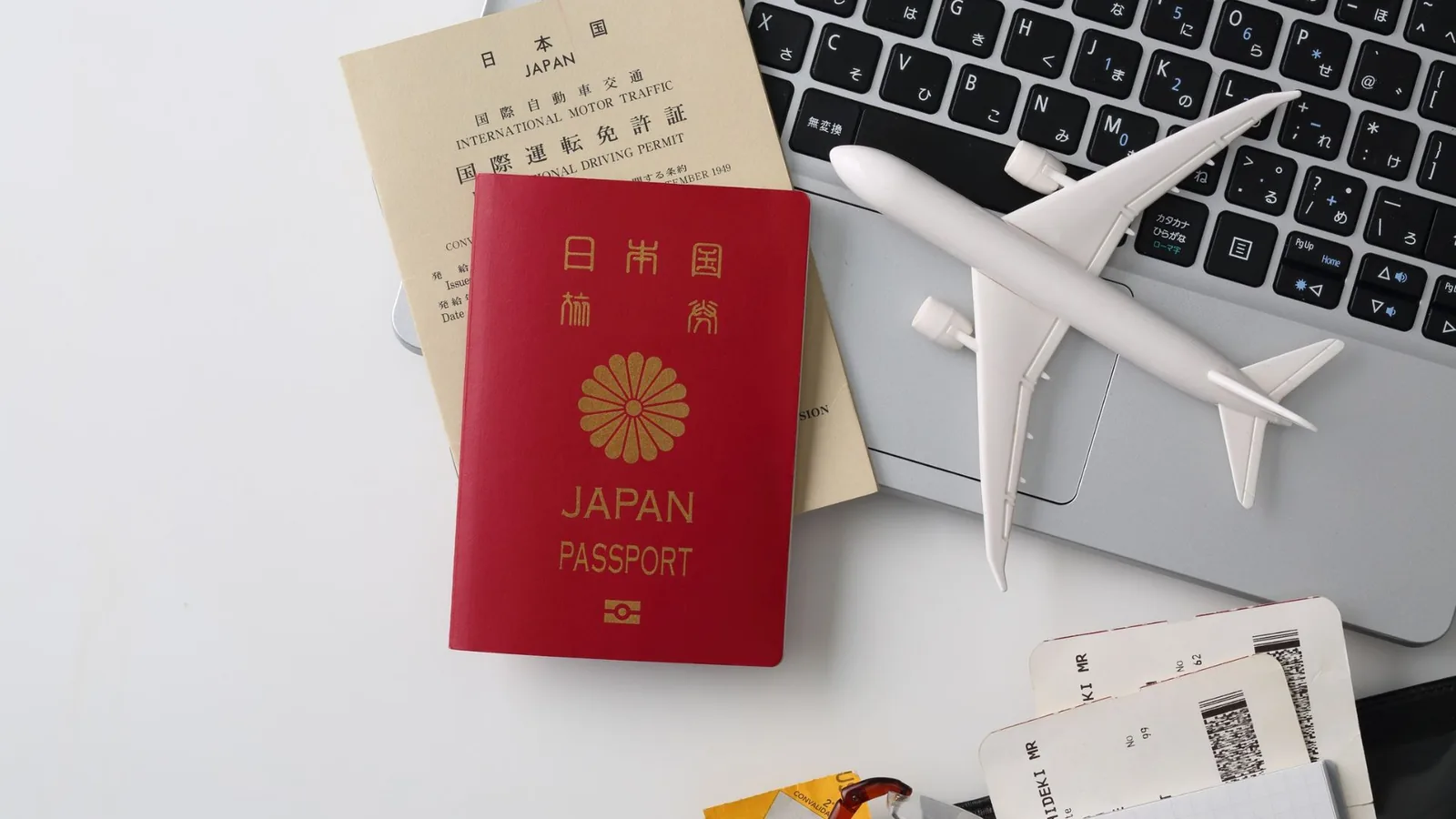 Passport, international driving permit and air tickets ready for travel