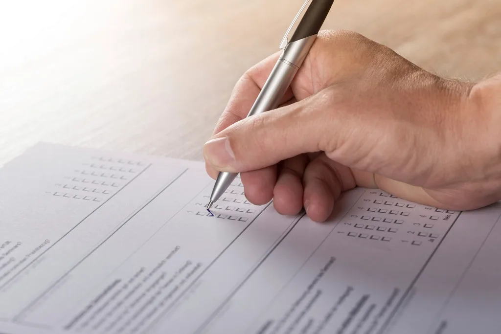 Applicant filling in a passport application form